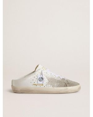 Golden Goose Super-Star Sabot Ltd With Suede Star And Swarovski Crystals - Natural
