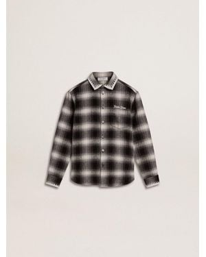 Golden Goose Kids' And Checked Shirt With Embroidery - Black