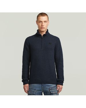 G-Star Pull Double Collar Half Zip - Bleu