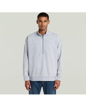 G-Star Washed Hb Relaxed Half Zip Sweater - Blue