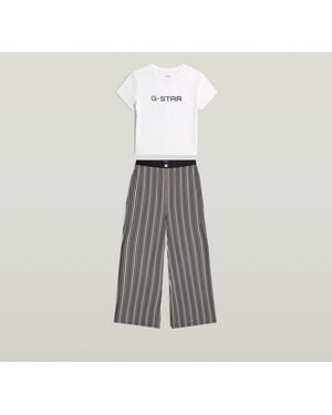 G-Star Tee And Wide Leg Pant Pajamas Set - Gray