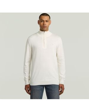 G-Star Half Zip Knitted Sweater - Weiß