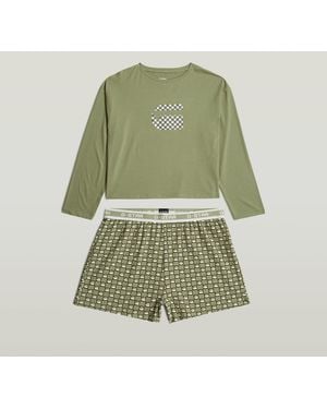 G-Star Tee And Short Pajamas Set - Green
