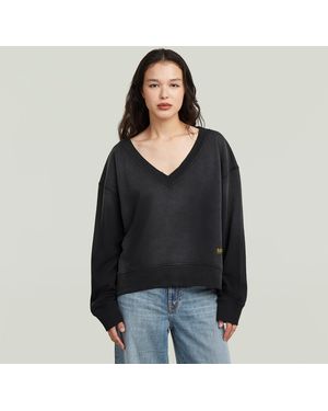 G-Star Sunfaded V-Neck Loose Sweater - Zwart