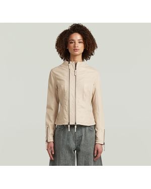G-Star Lynn Leather Biker Jacket - Natural
