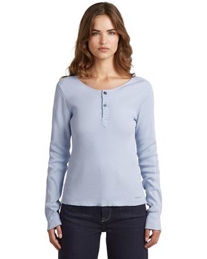 G-Star Slim Henley Long Sleeve T-Shirt - White