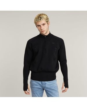 G-Star Tech Half Zip Knitted Sweater - Black