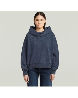 G-Star Washed A-Line Script Hoodie Sweater - Blue