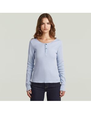 G-Star Slim Henley Long Sleeve T-Shirt - Blue
