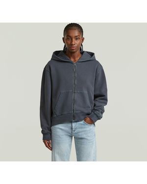 G-Star Sweat Washed Hoodie Zip Relaxed - Bleu