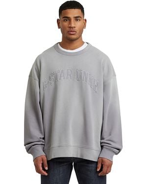 G-Star Sunfaded Applique Loose Sweater - Grey