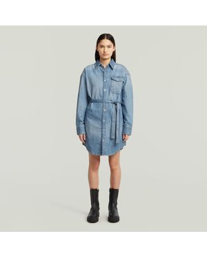 G-Star Belted Shirt Dress - Blue
