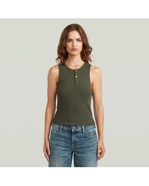 G-Star T-Shirt Slim Henley Tank - Vert