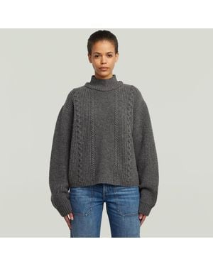 G-Star Cable Double Collar Knit - Gray