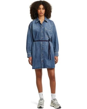 G-Star Belted Oversized Denim Dress - Blue