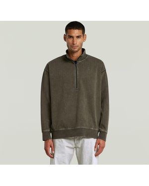 G-Star Washed Hb Relaxed Half Zip Sweater - Green