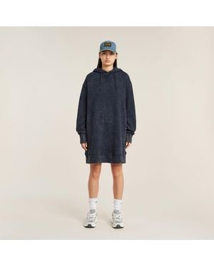 G-Star Loose Overdyed Hooded Sweater Dress - Blue