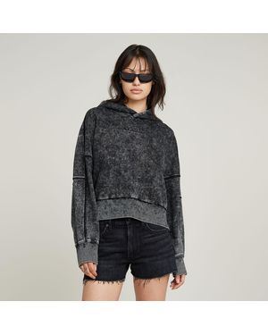 G-Star Sweat À Capuche Embossé Washed Oversized - Noir