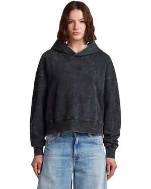 G-Star Washed A Line Script Hoodie Sweater - Black