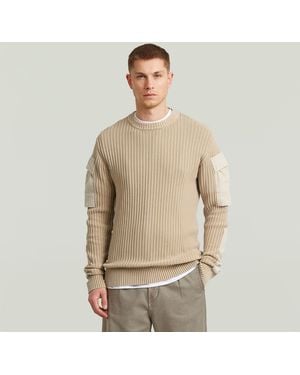 G-Star Woven Mix Washed Knit Pullover - Natural