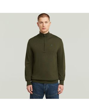 G-Star Tricot Premium Core Half Zip Knit - Vert