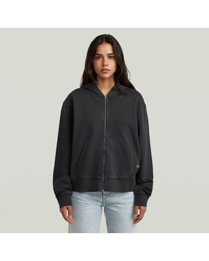 G-Star Washed Hoodie Zip Relaxed Sweater - Black