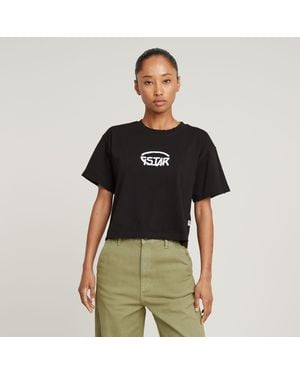 G-Star Cropped Logo Relaxed Top - Black
