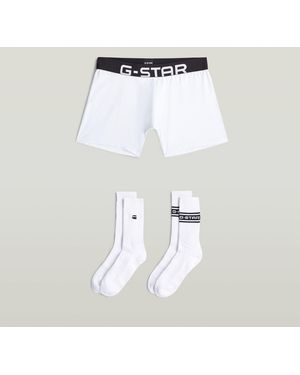 G-Star Boxer And Sock Set - White