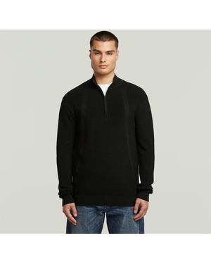 G-Star Structure Half Zip Knit - Noir