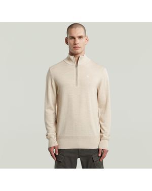 G-Star Premium Core Half Zip Knit - Natur