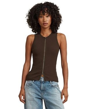 G-Star 2 Way Slim Rib Tank - Brown