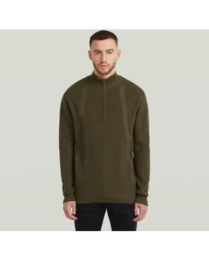 G-Star Structure Half Zip Knit - Green