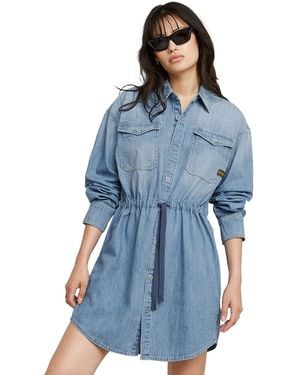 G-Star Relaxed Drawcord Denim Dress - Blue