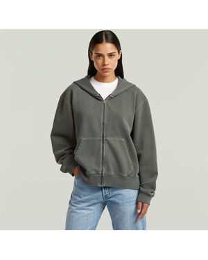 G-Star Washed Hoodie Zip Relaxed Sweatshirt - Grau