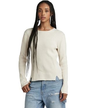 G-Star Ribbed Sweater - White