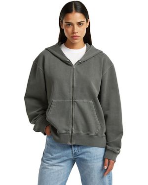 G-Star Washed Hoodie Zip Relaxed Sweater - Grey