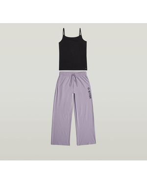 G-Star Cami And Wide Leg Pant Pajamas Set - Purple