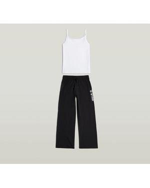 G-Star Cami And Wide Leg Pant Pajamas Set - White