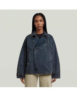 G-Star Trench-Coat Court Et Oversize - Bleu