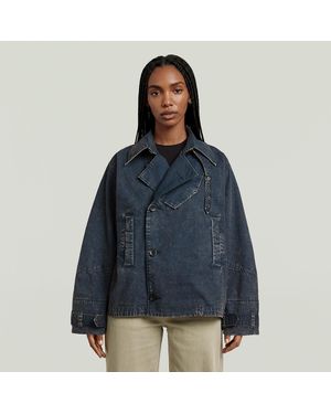G-Star Oversized Short Trenchcoat - Blauw