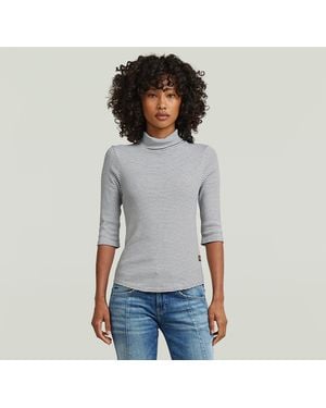 G-Star Striped Slim Mock T-Shirt - Gray