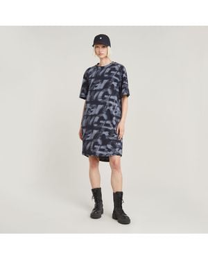 G-Star Sprayed Letters Loose Dress - Blue