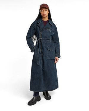 G-Star Long Biker Trench - Blue