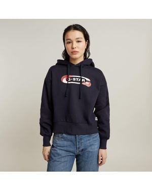 G-Star Old Skool Logo Loose Hoodie - Blue
