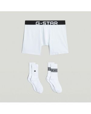 G-Star Boxer And Sock Set - White