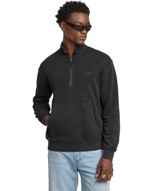 G-Star Washed Half Zip Relaxed Sweater - Black