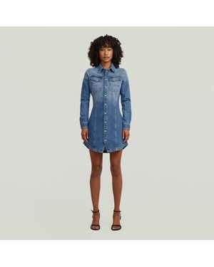 G-Star Pitched Hem Shirt Dress - Blue