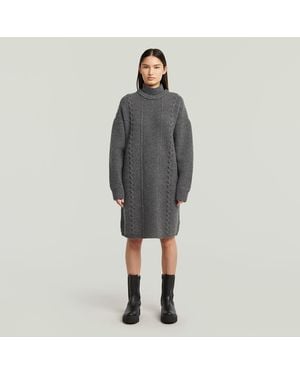 G-Star RAW Damen Kleid 'Broken Stripe' – Gestricktes Streifenkleid Mit Langen Ärmeln