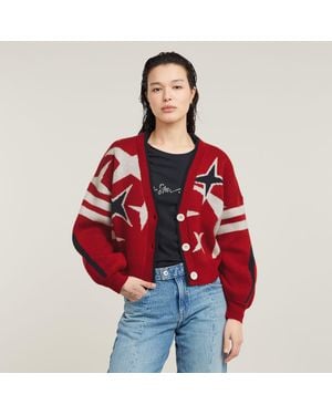 G-Star Holiday Loose Knitted Cardigan - Red
