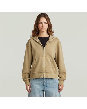 G-Star Washed Hoodie Zip Relaxed Sweater - Natural